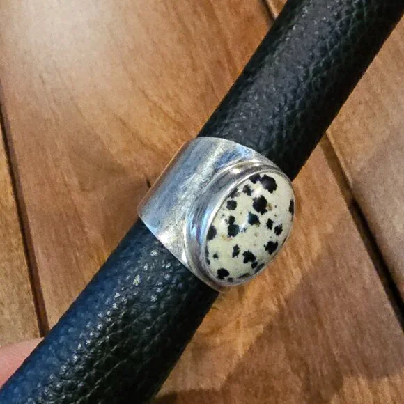 Sterling Silver and Dalmatian Jasper Ring, size 6.25 - Picture 4 of 7